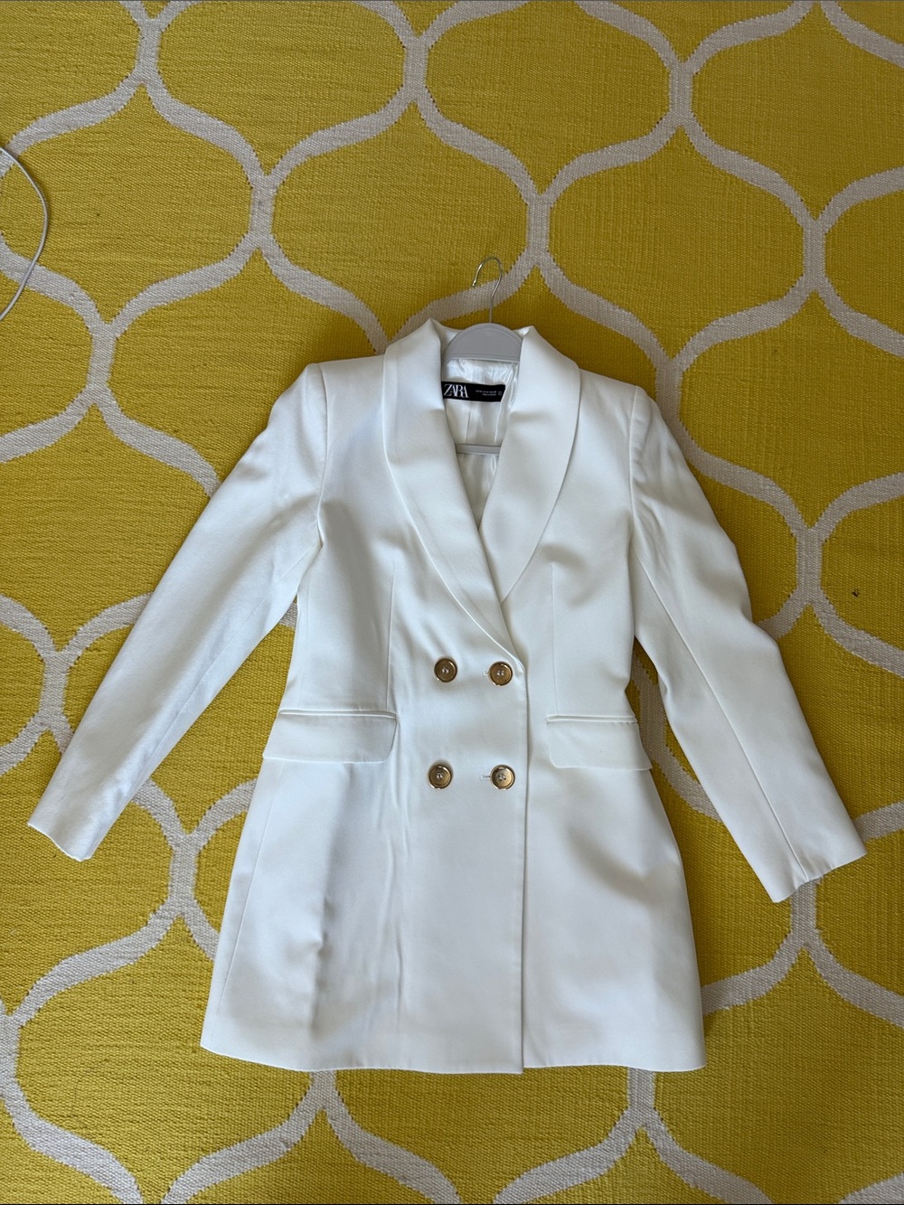 Zara Cream Double-Breasted Blazer with Gold Buttons